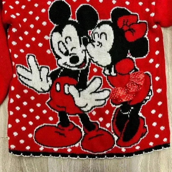 Disney Vintage Minnie and Mickey Kids Girls Sweater - 90's - Size 14/L - Picture 3 of 5